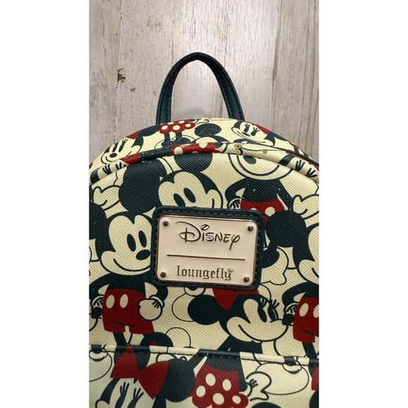 Loungefly Disney Mickey Minnie Mouse Mini Backpack Handbag Green Red - Picture 3 of 8